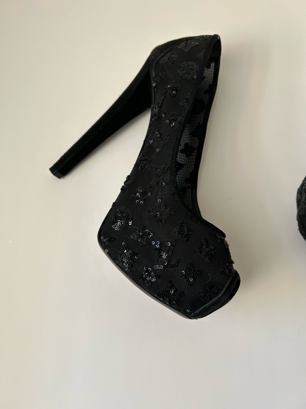 Louis Vuitton Black Sequin Platform Stiletto Pumps - Picture 3 of 4